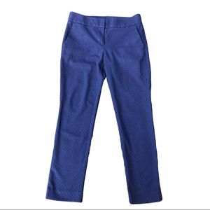 Loft 2 Petite Marissa Skinny Navy Blue Professional Pants with navy dot pattern